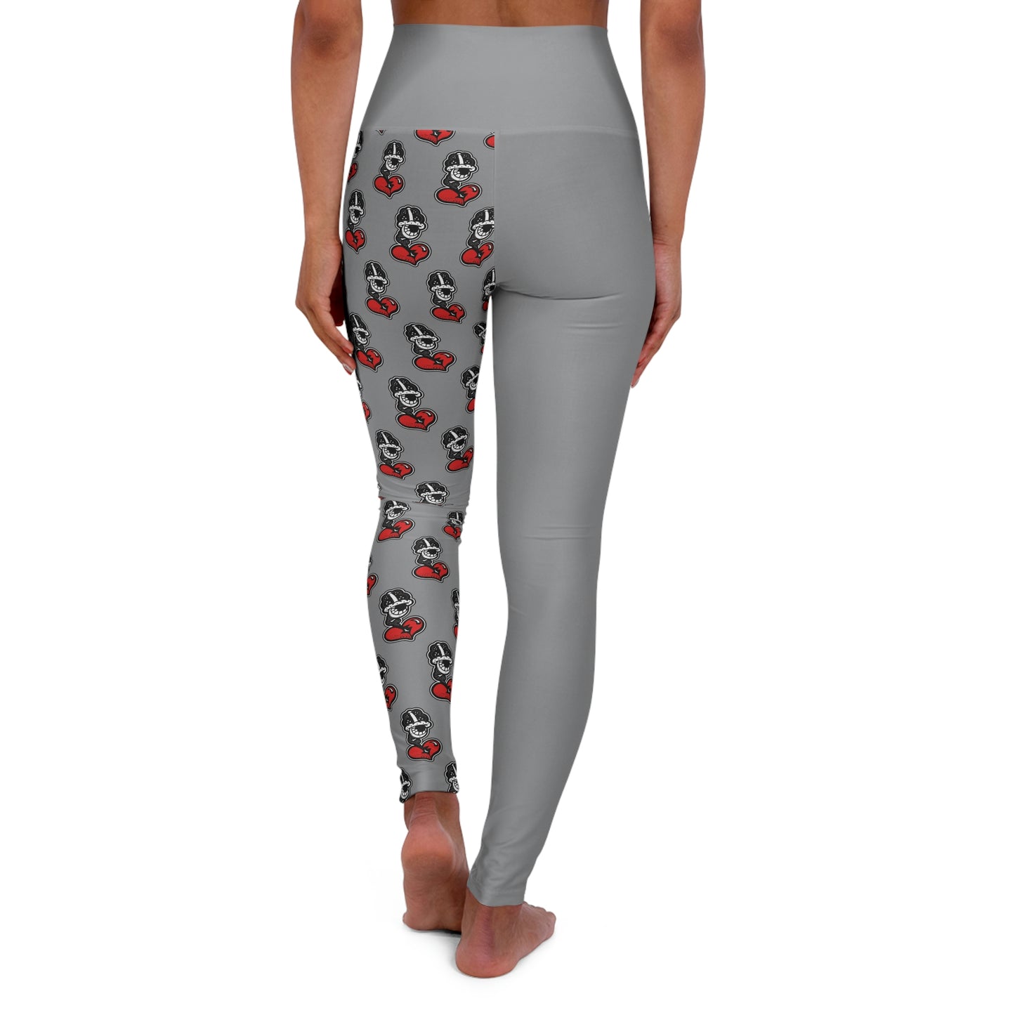 Grey High Waisted Yoga Leggings (AOP)