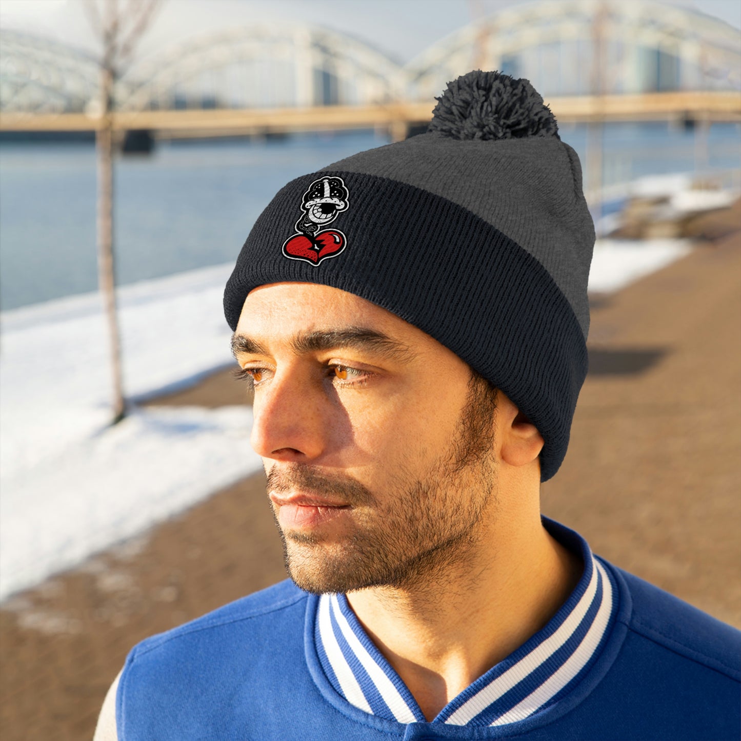 “Drippy Bean” Pom Pom Beanie