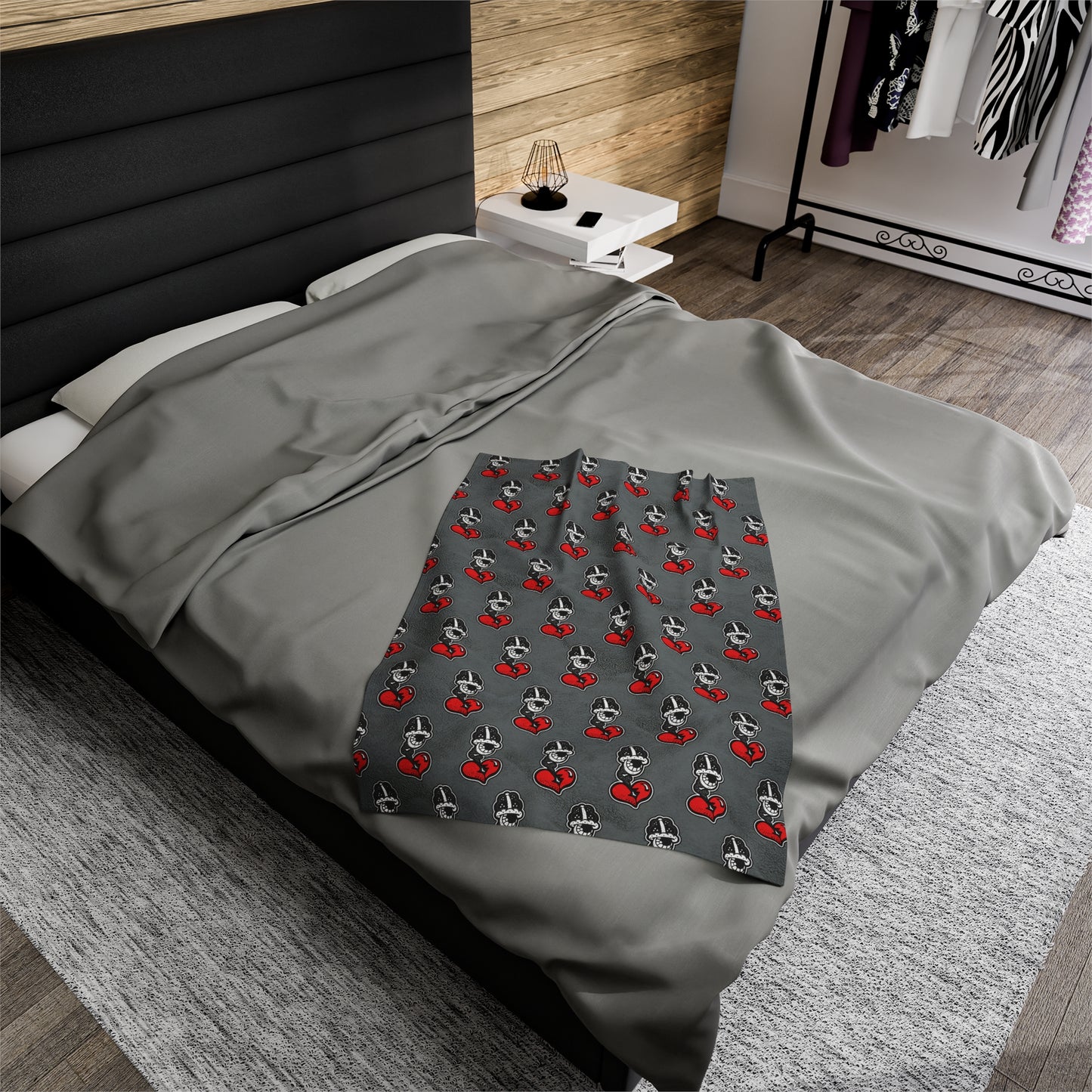 Grey Velveteen Plush Blanket