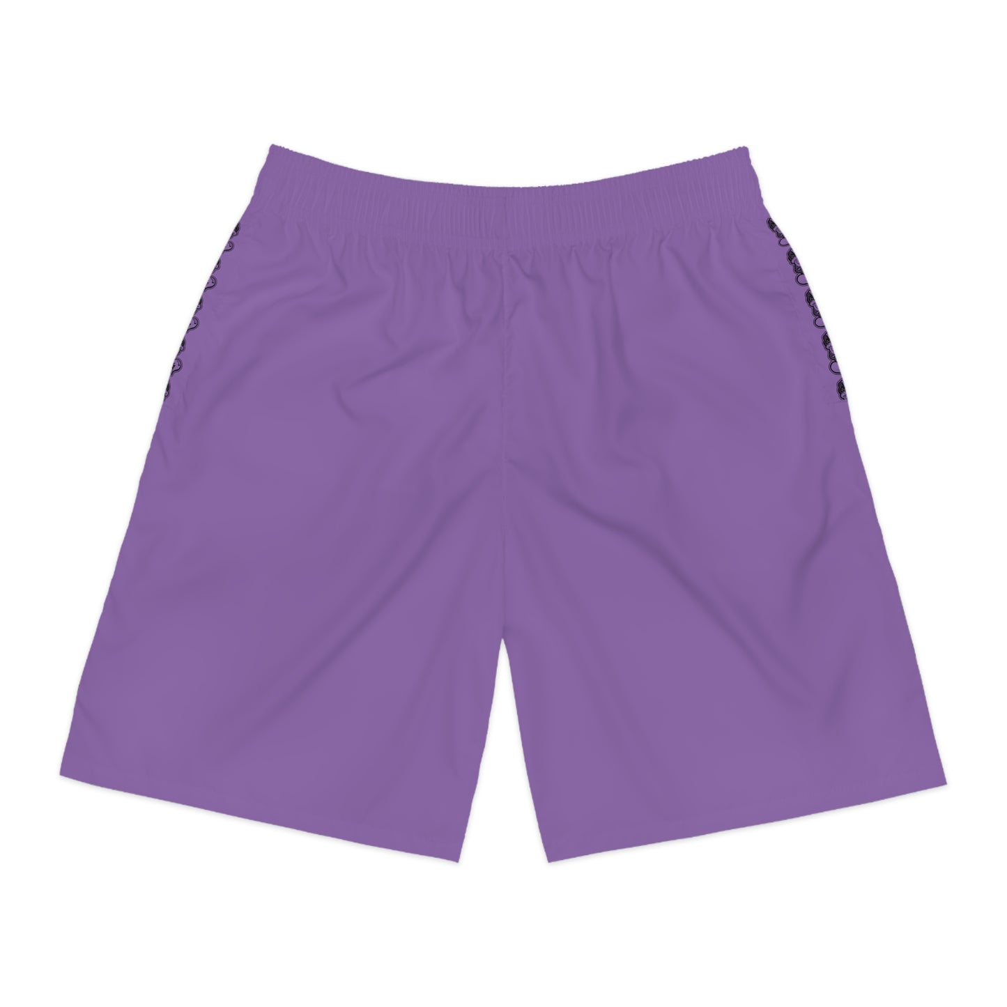 "Black Label" Light Purple Men's Jogger Shorts (AOP) By WildeTuna