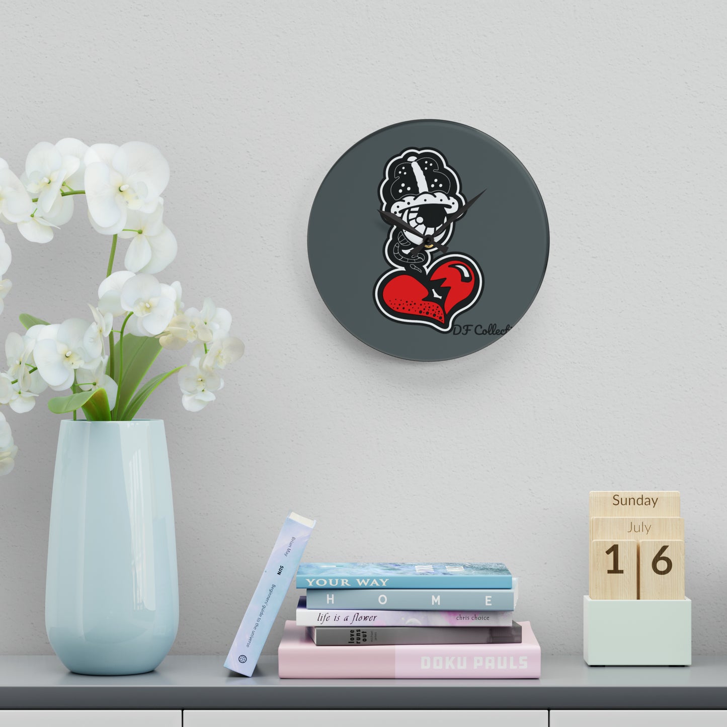 DF Collection Grey Acrylic Wall Clock