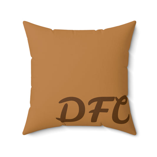 "DFC" Tan Spun Polyester Square Pillow