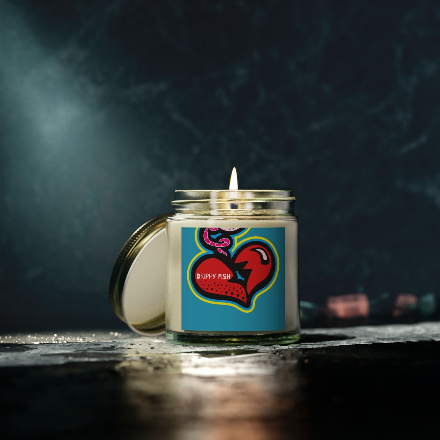 Drippy Fish Scented Candles - Coconut Apricot Wax (4oz, 9oz) - Vibrant Love Inspired Aromas