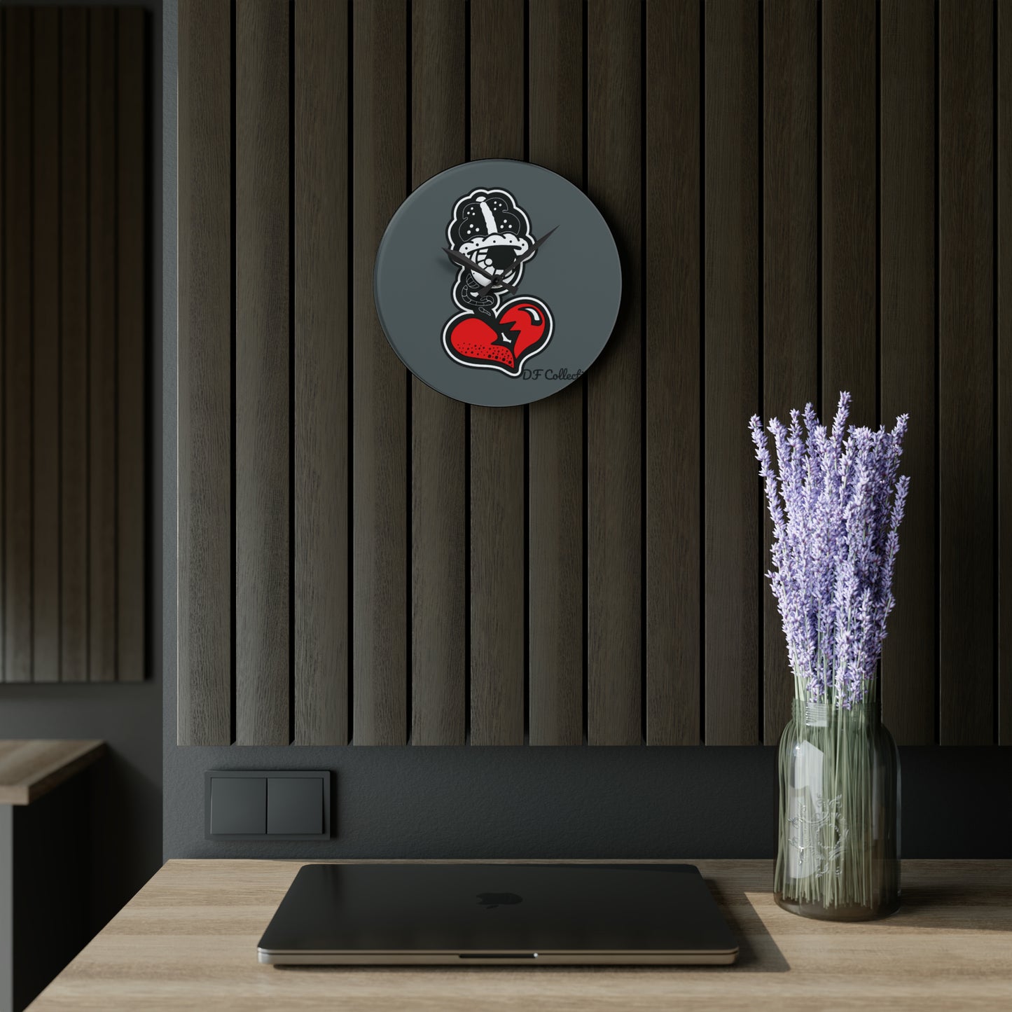 DF Collection Grey Acrylic Wall Clock