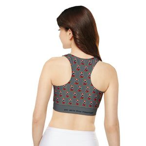 DFC Fully Lined, "DRK GREY" Padded Sports Bra (AOP)