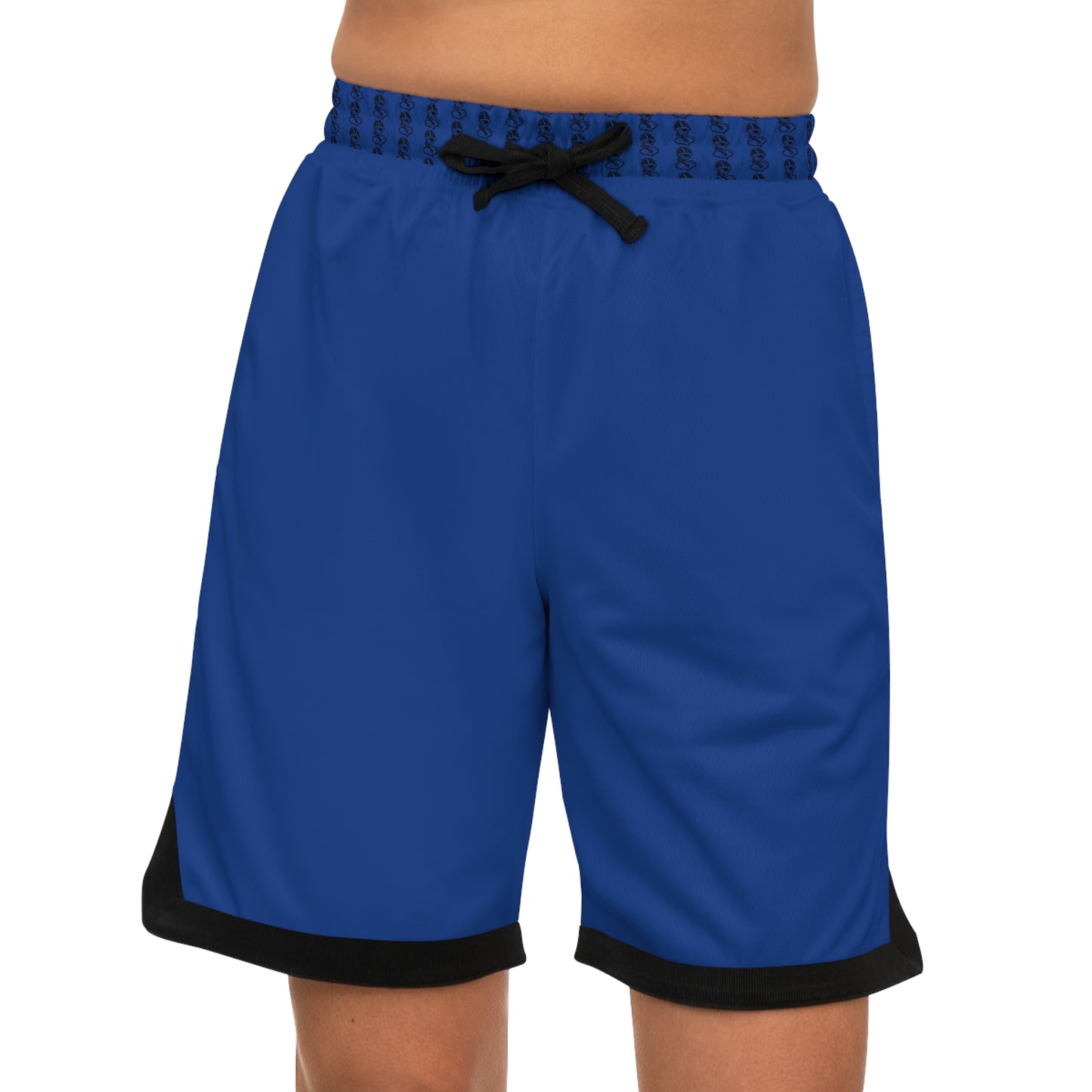 "Black Label 2.0" Varsity Blue Basketball Rib Shorts (AOP)