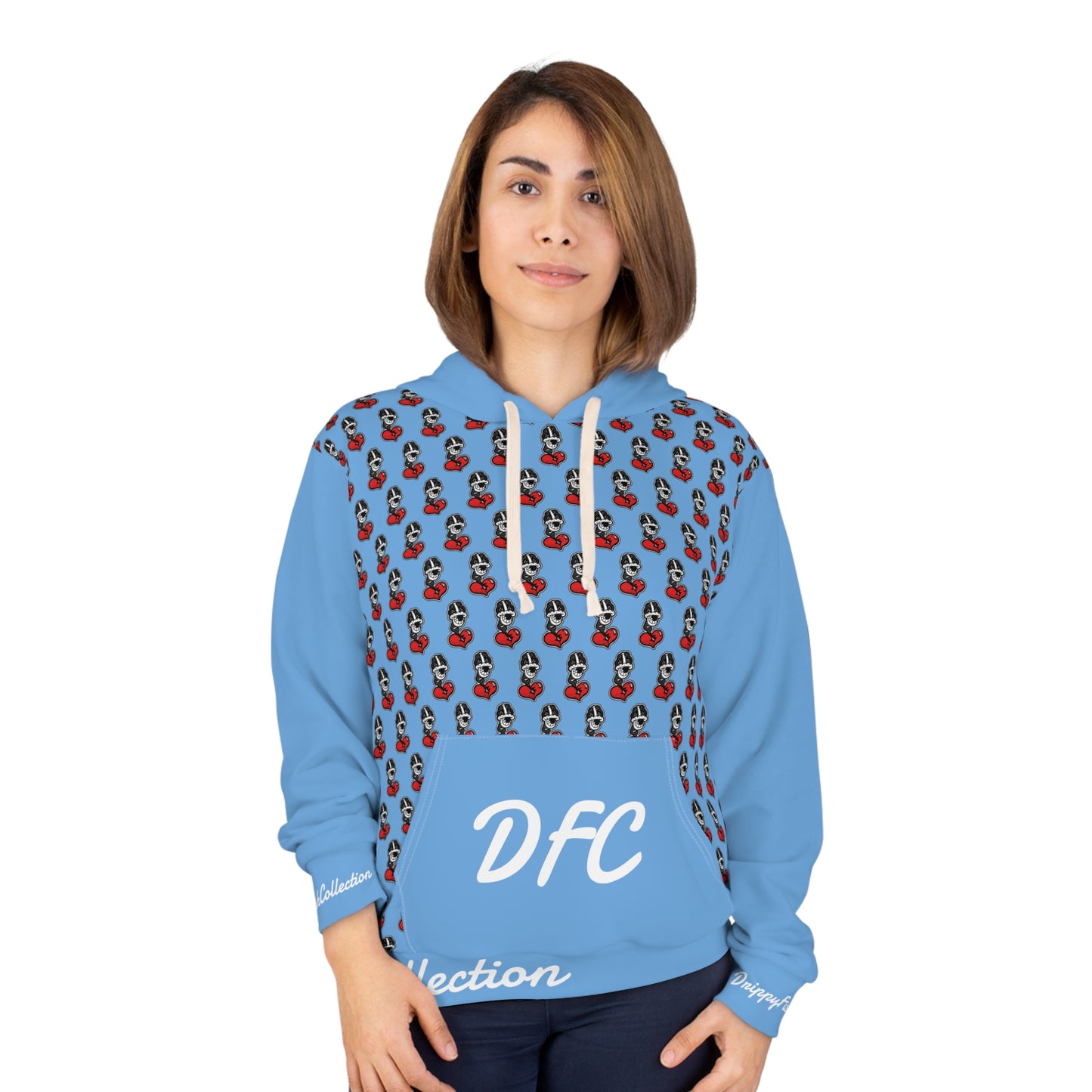 "Par 5" Light Blue Unisex Pullover Hoodie (AOP)