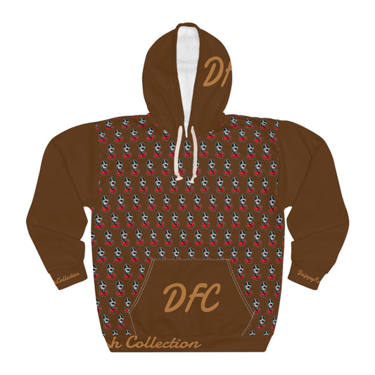 "Par 5" Brown Unisex Pullover Hoodie (AOP)