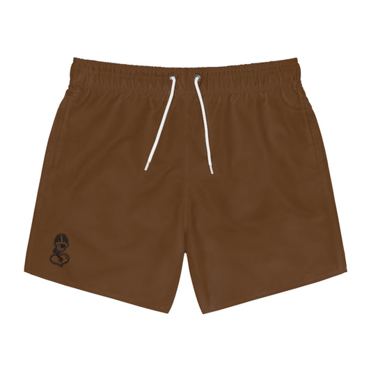 "Black Label" Brown Swim Trunks (AOP) By WildeTuna