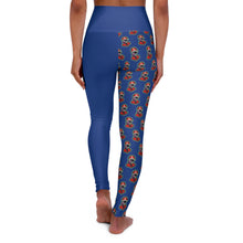 Load image into Gallery viewer, Retro Blue High Waisted Yoga Leggings (AOP)