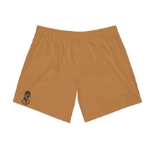 Load image into Gallery viewer, &quot;Black Label&quot; Tan Men&#39;s Elastic Beach Shorts (AOP)