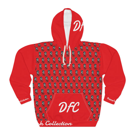 "Par 5" Red Unisex Pullover Hoodie (AOP)