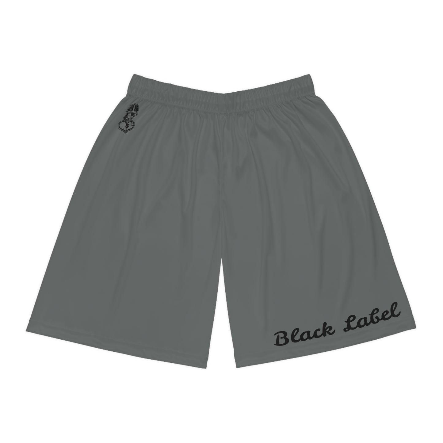 "Black Label" Varsity Grey Basketball Shorts (AOP) By WildeTuna