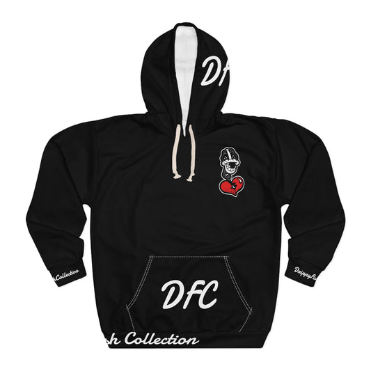 "Par 4" Black Unisex Pullover Hoodie (AOP)