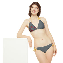 Load image into Gallery viewer, Goochie Grey Strappy Bikini Set (AOP)
