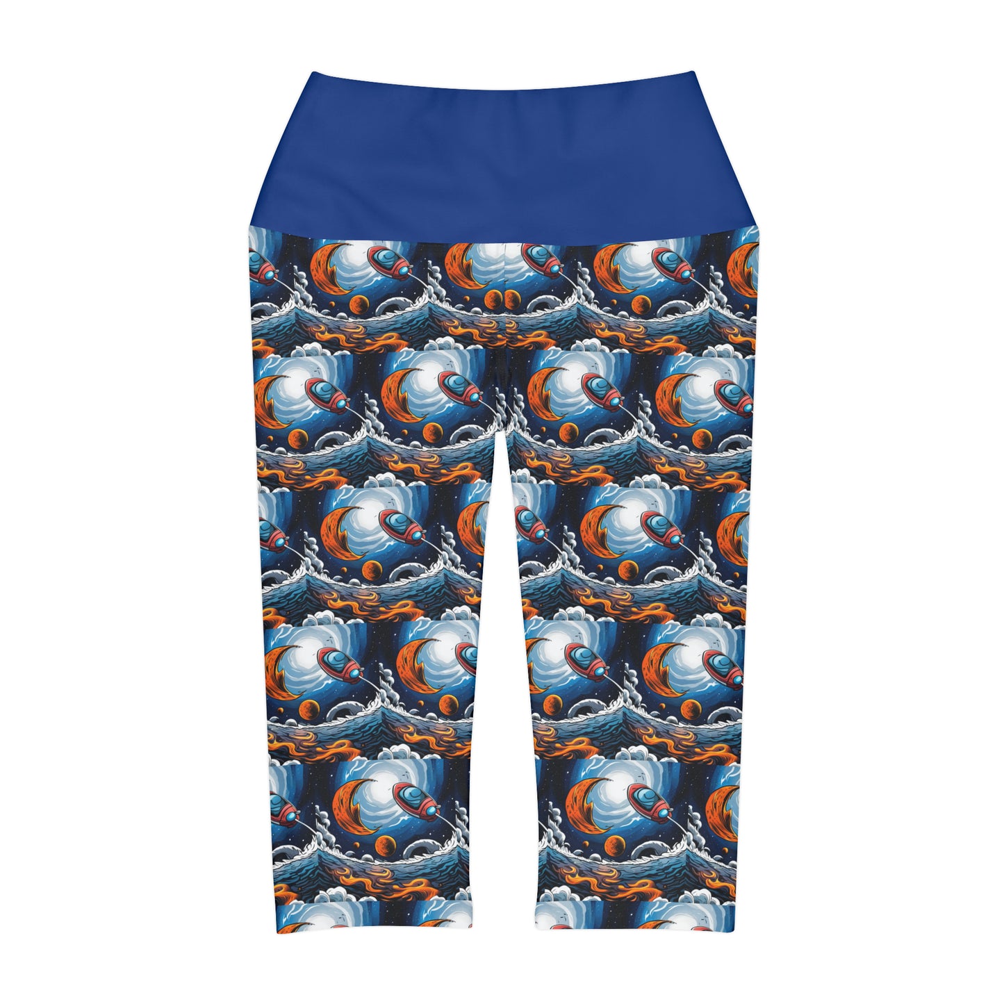 "Take Off" Blue Yoga Capri Leggings (AOP)