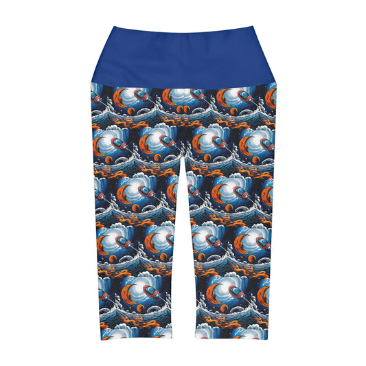 "Take Off" Blue Yoga Capri Leggings (AOP)