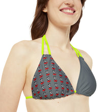 Load image into Gallery viewer, Goochie Grey Strappy Bikini Set (AOP)