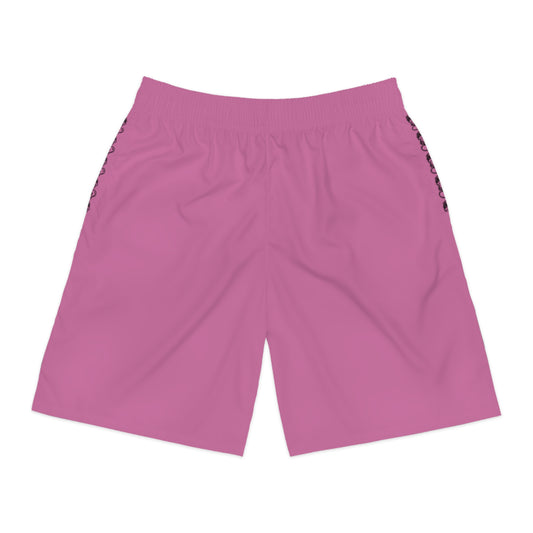 "Black Label" Light Pink Men's Jogger Shorts (AOP) By WildeTuna