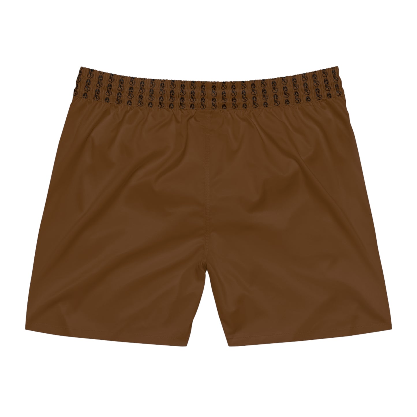 "Black Label" Brown Men's Mid-Length Swim Shorts (AOP) By WIldeTuna