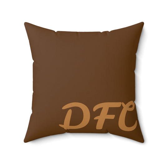 "DFC" Brown Spun Polyester Square Pillow