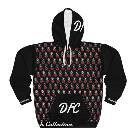 "Par 5" Black Unisex Pullover Hoodie (AOP)