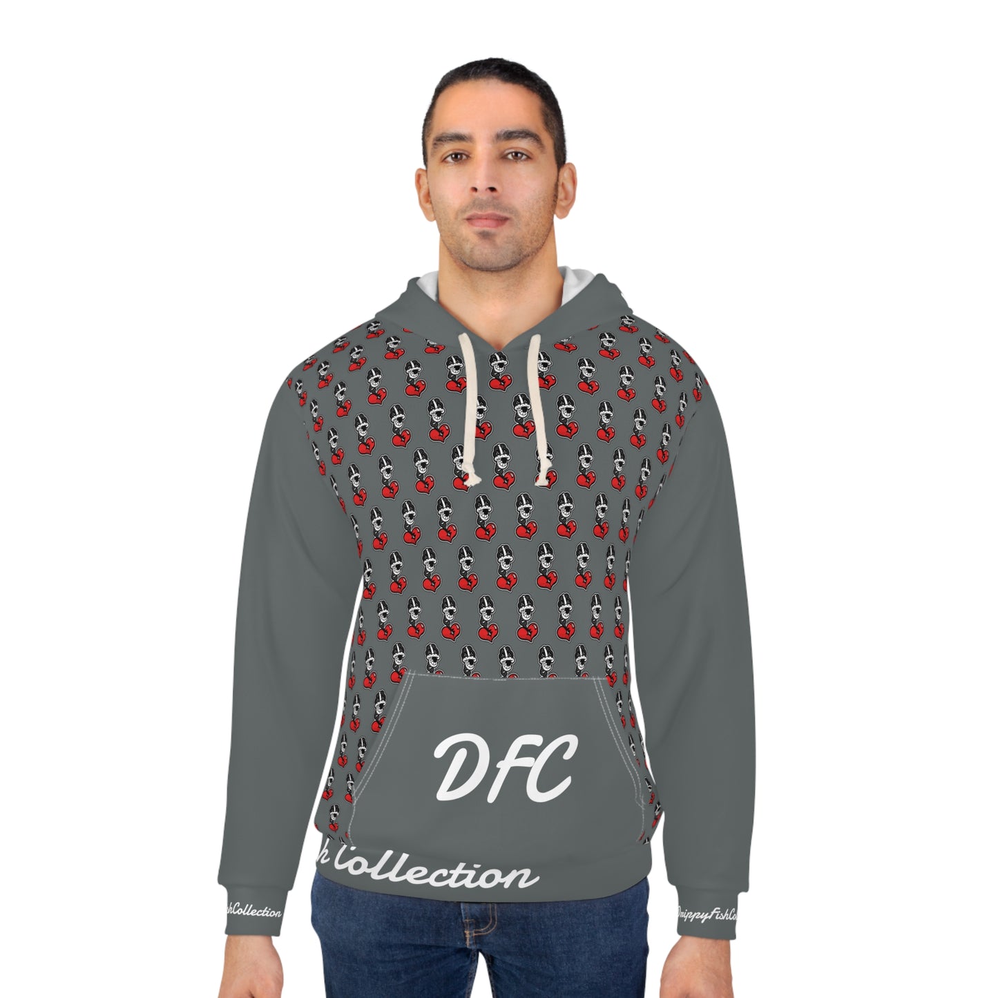 "Par 5" Drk Grey Unisex Pullover Hoodie (AOP)