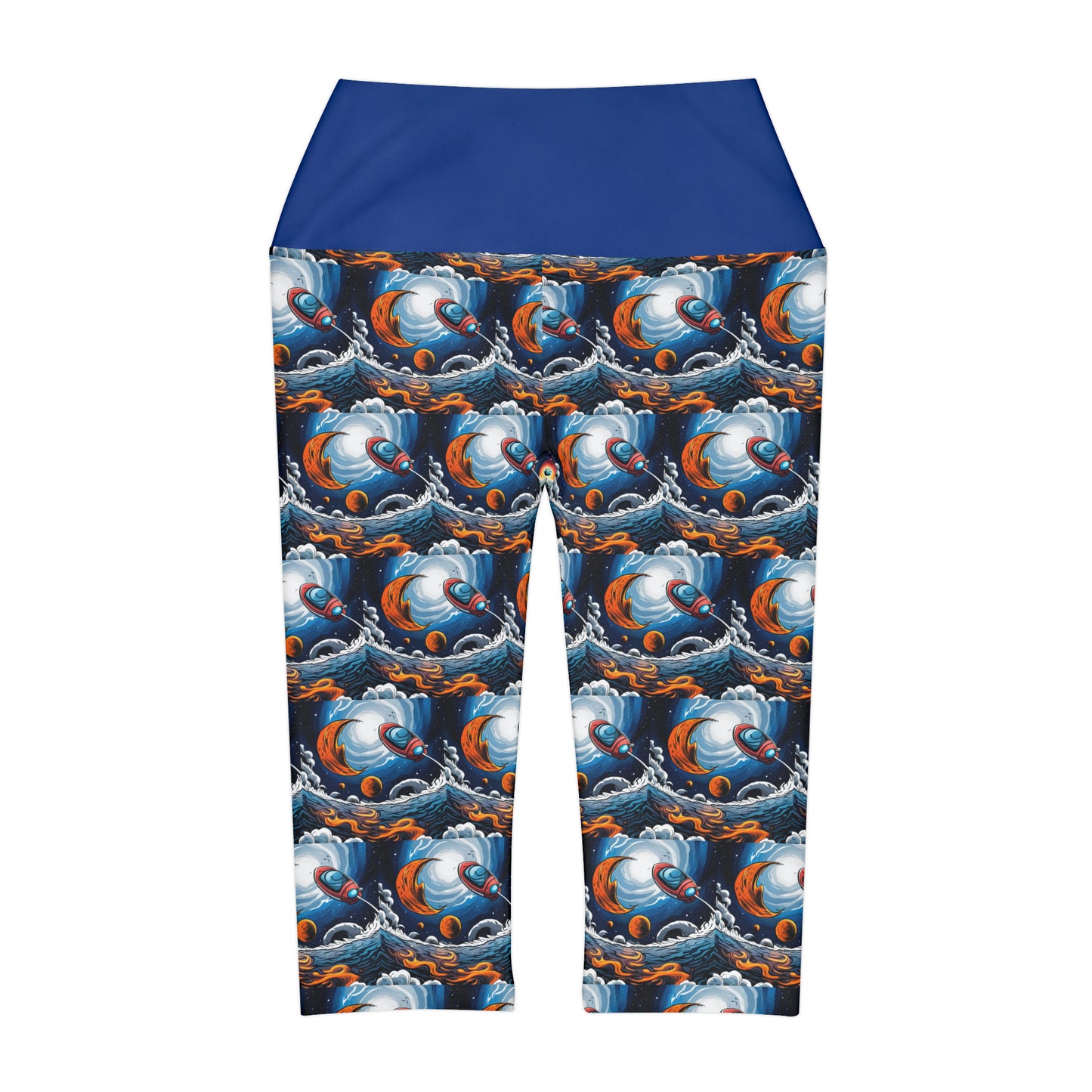 "Take Off" Blue Yoga Capri Leggings (AOP)