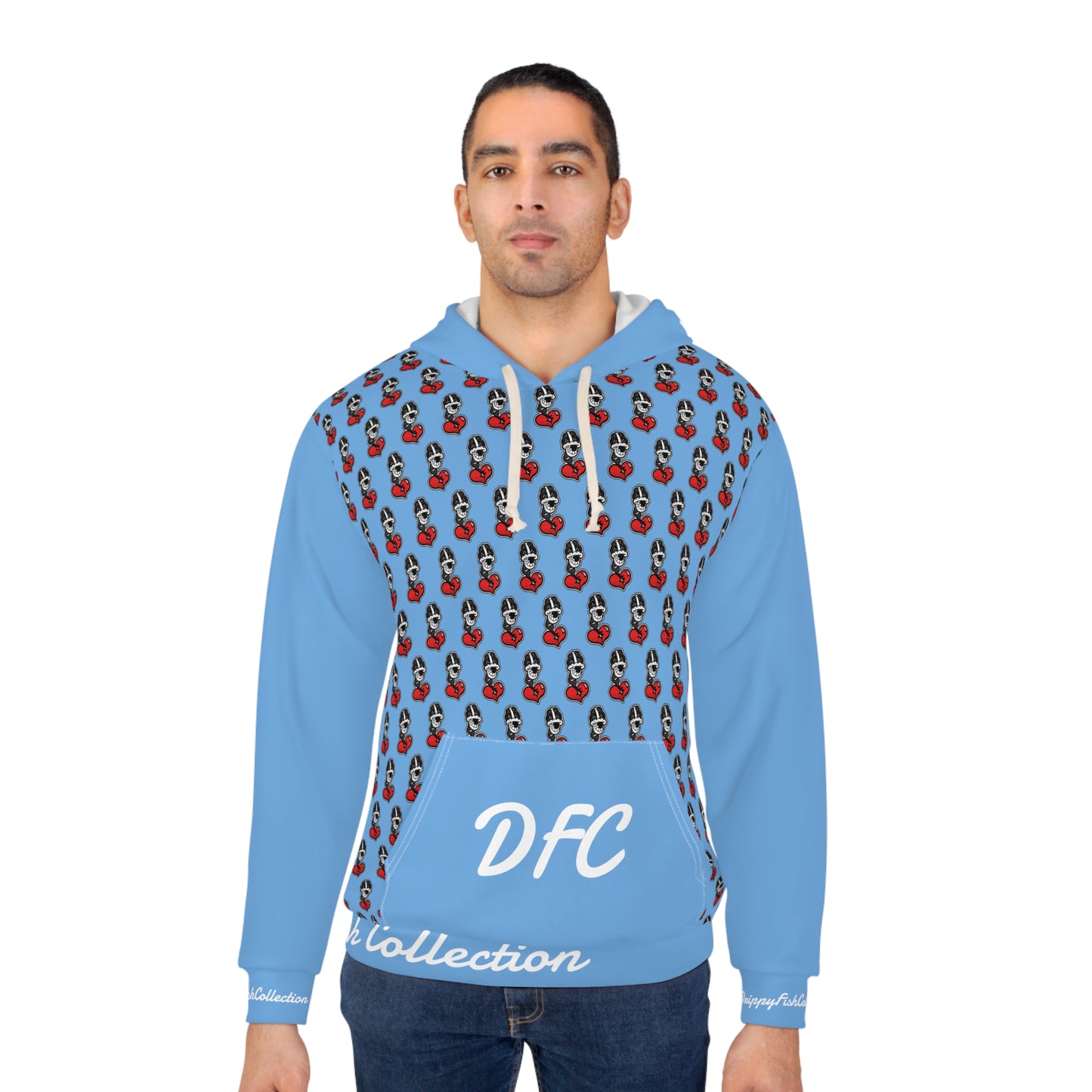 "Par 5" Light Blue Unisex Pullover Hoodie (AOP)