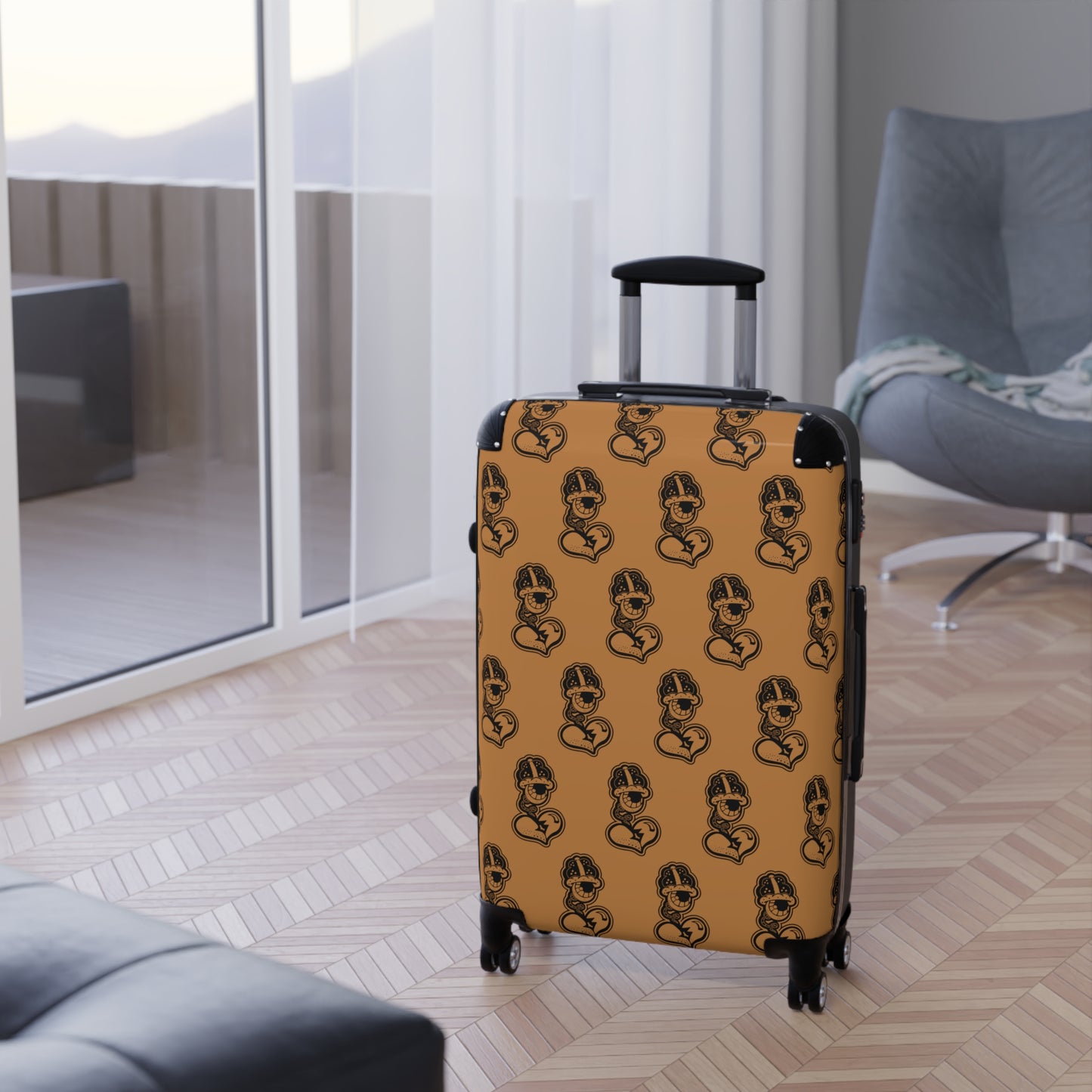 "DrippyFish" Light Brown Suitcase