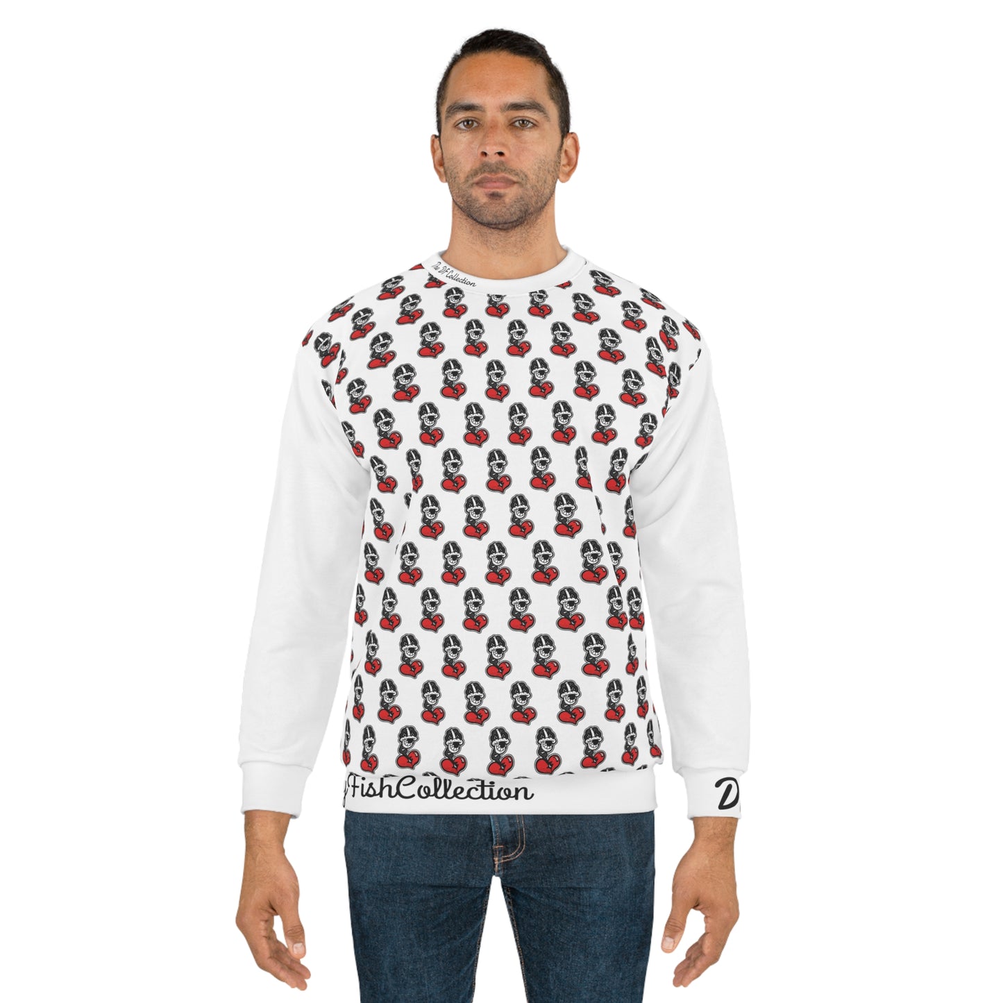 "Par 5" White Unisex Sweatshirt (AOP)