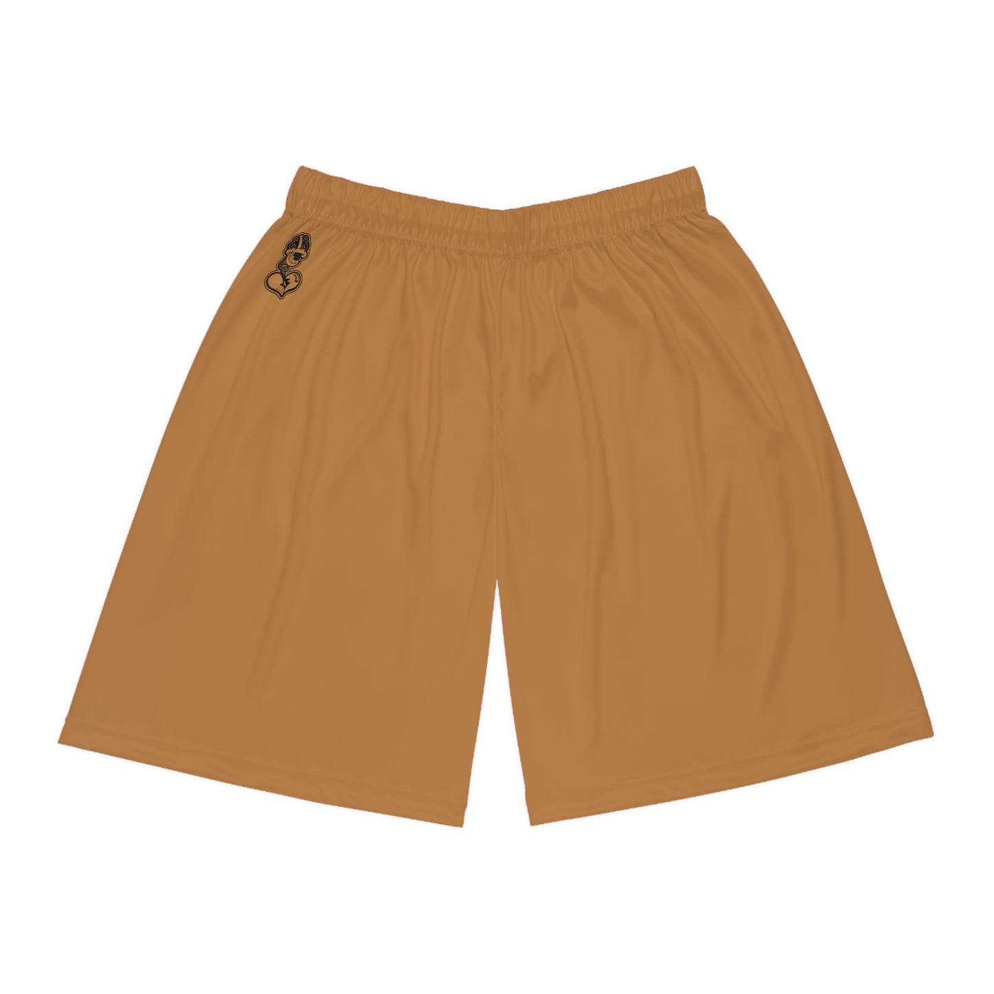 "Black Label" Tan Basketball Shorts (AOP) By WildeTuna