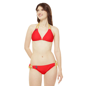 Red Fish Strappy Bikini Set (AOP)