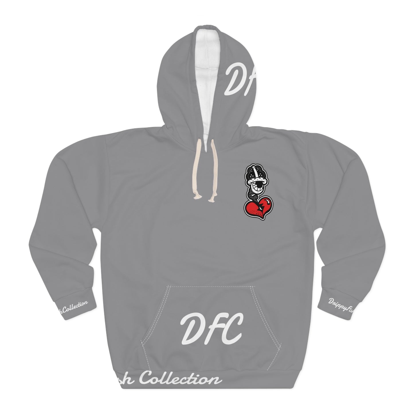 "Par 4" Grey Unisex Pullover Hoodie (AOP)