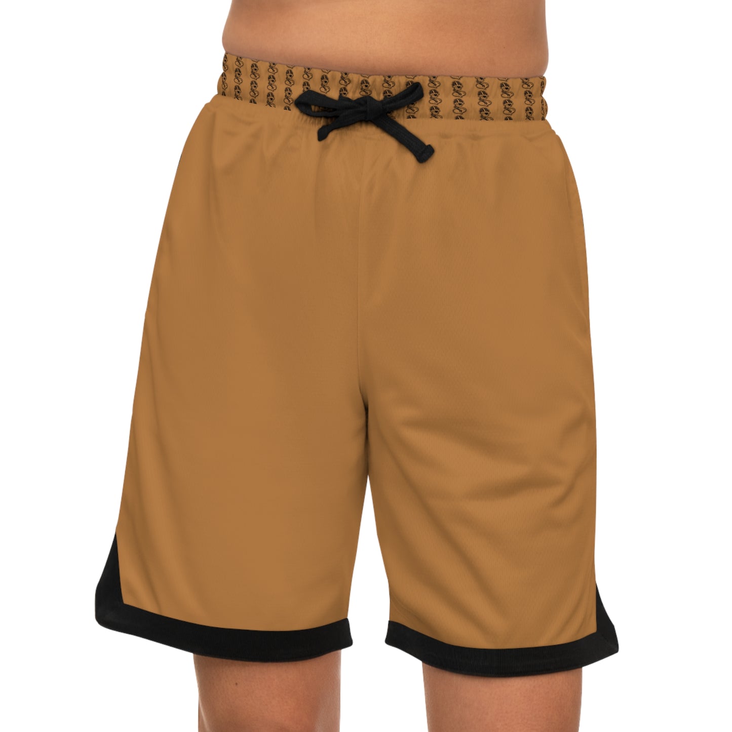 "Black Label 2.0" Tan Basketball Rib Shorts (AOP)