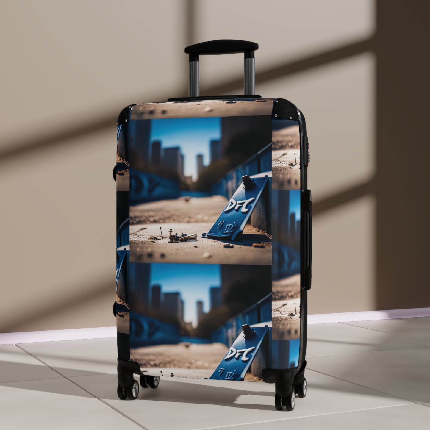 "Passport City" Black Suitcase