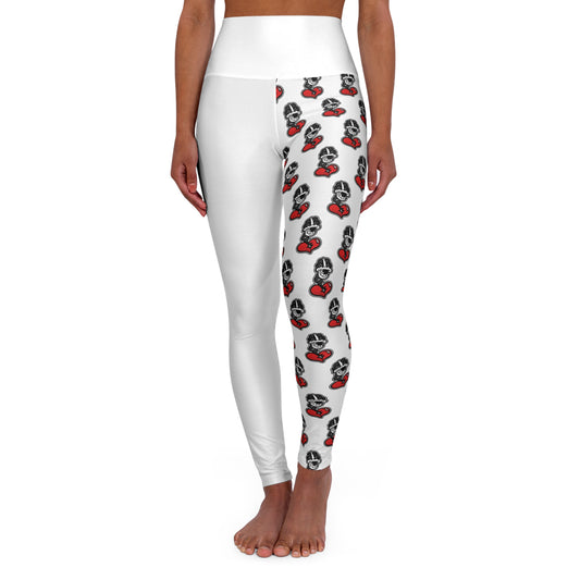 White High Waisted Yoga Leggings (AOP)