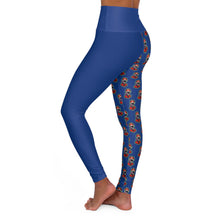 Load image into Gallery viewer, Retro Blue High Waisted Yoga Leggings (AOP)