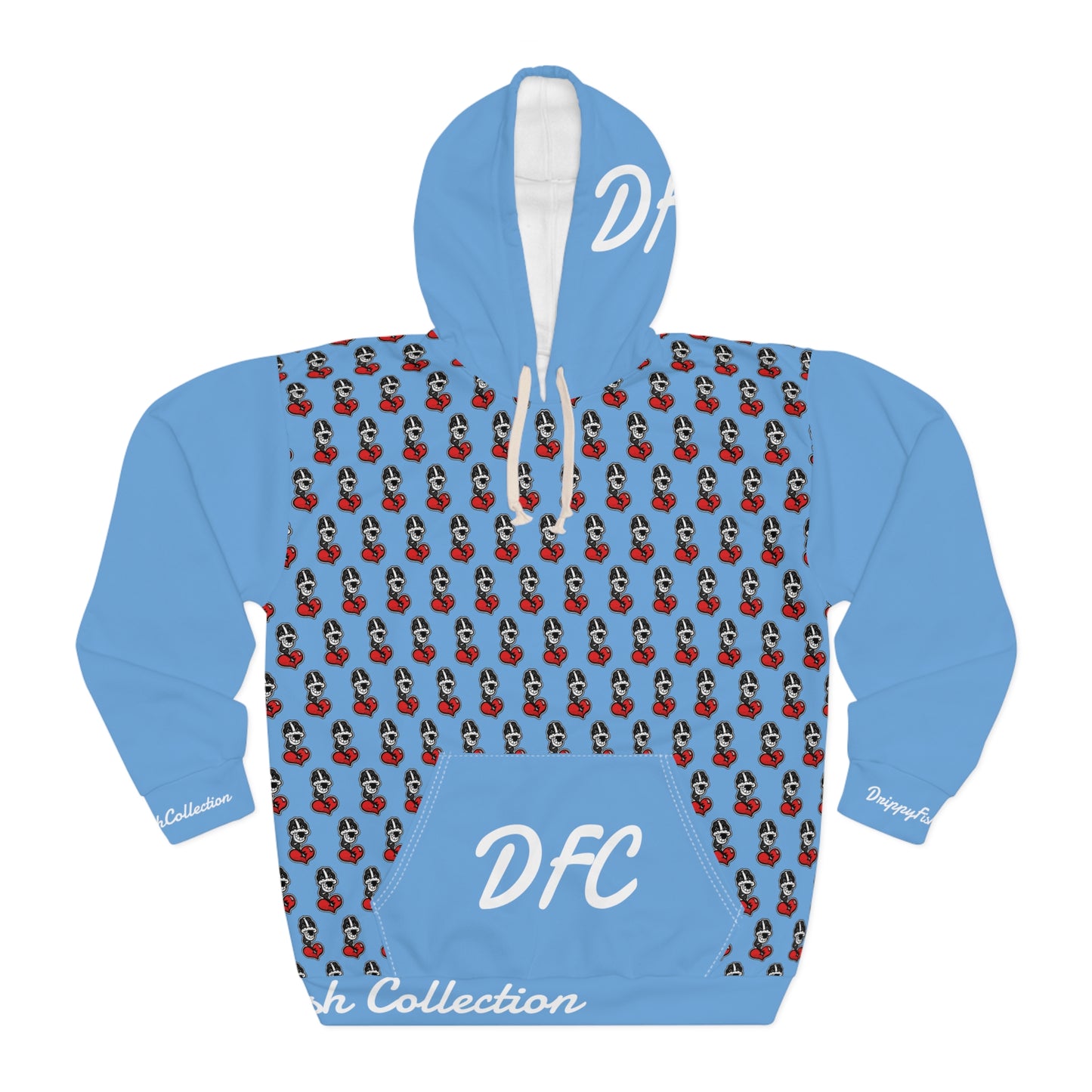 "Par 5" Light Blue Unisex Pullover Hoodie (AOP)