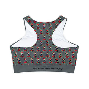 DFC Fully Lined, "DRK GREY" Padded Sports Bra (AOP)