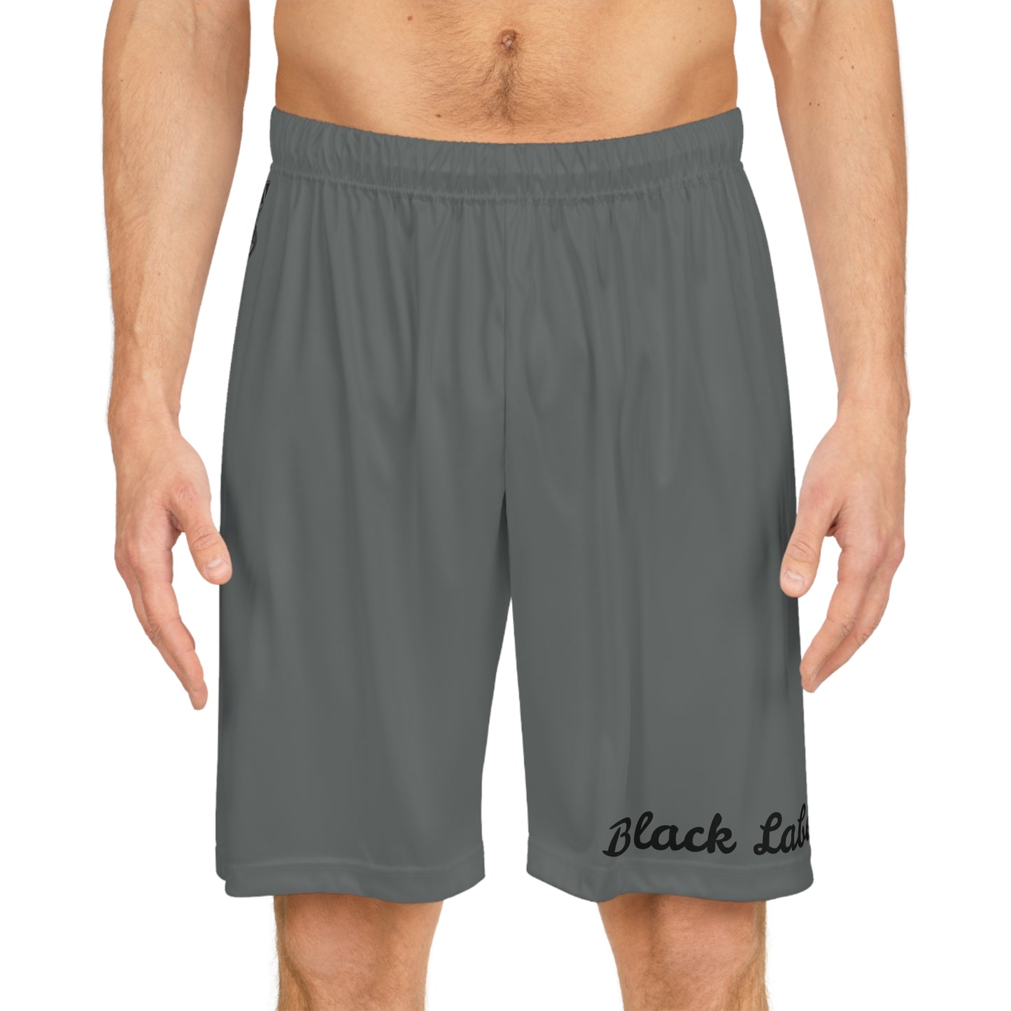 "Black Label" Varsity Grey Basketball Shorts (AOP) By WildeTuna