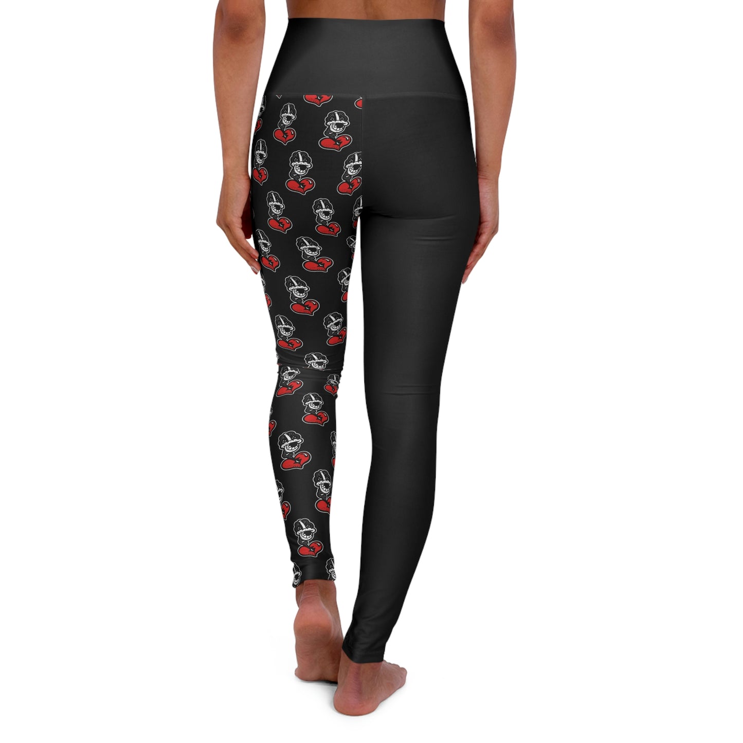 Black High Waisted Yoga Leggings (AOP)