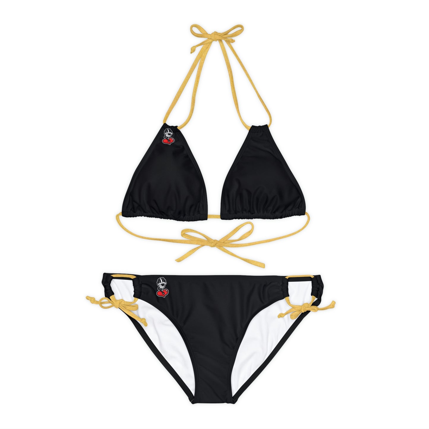 Black Fish Strappy Bikini Set (AOP)