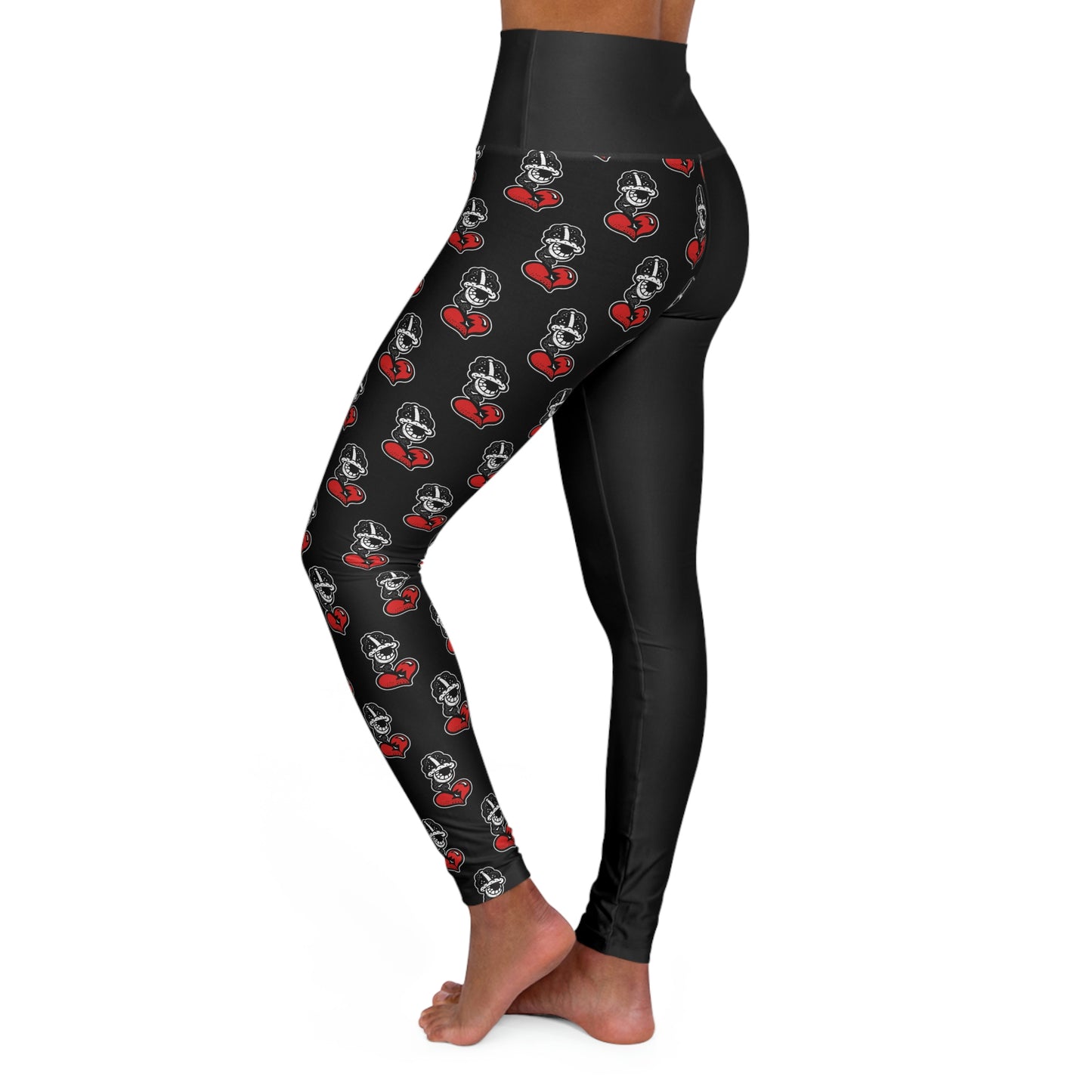 Black High Waisted Yoga Leggings (AOP)