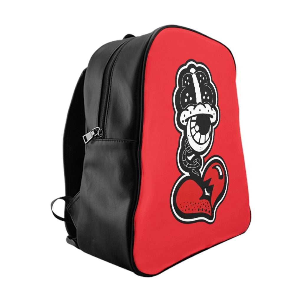 “WildeTuna Pack” Red Leather School Backpack