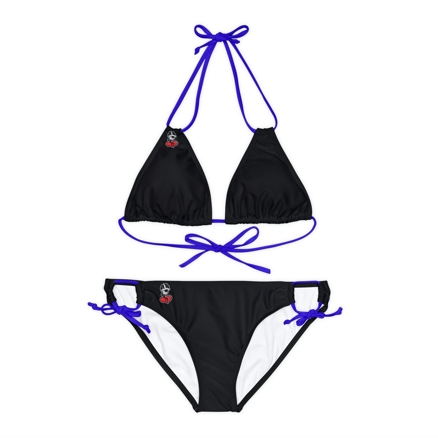 Black Fish Strappy Bikini Set (AOP)