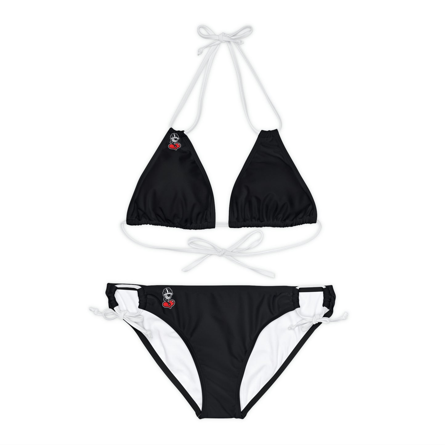 Black Fish Strappy Bikini Set (AOP)