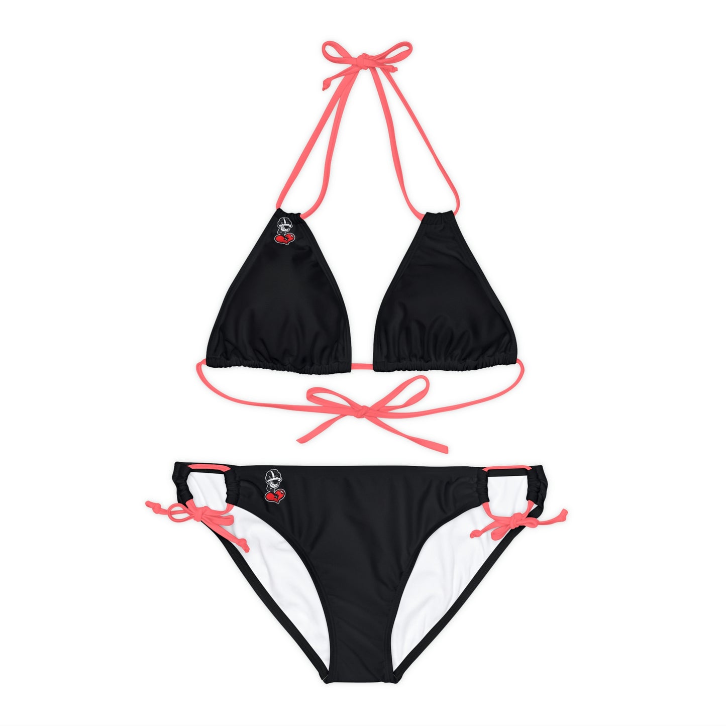 Black Fish Strappy Bikini Set (AOP)