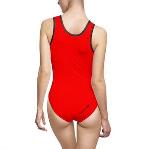 "Drippy Fish" Red Women's Classic One-Piece Swimsuit
