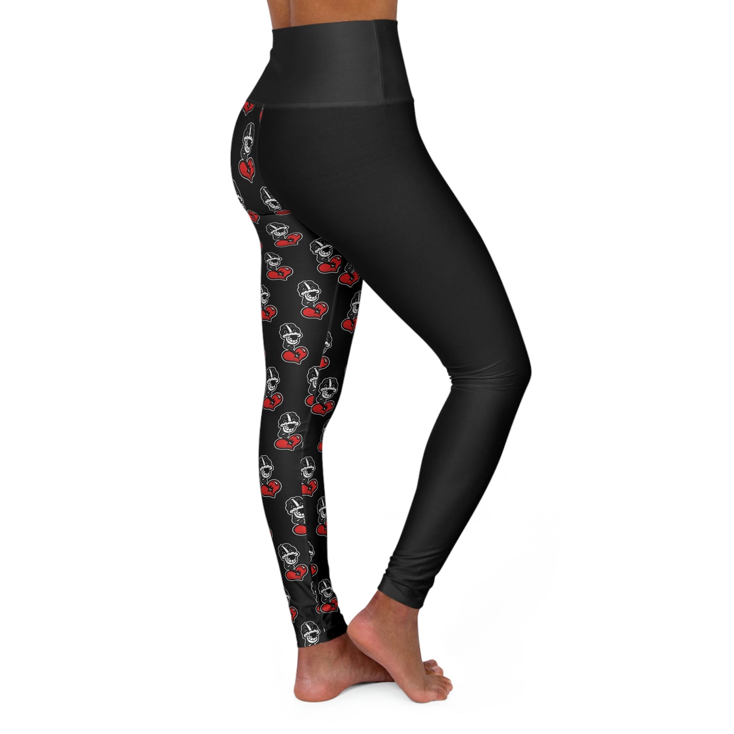 Black High Waisted Yoga Leggings (AOP)